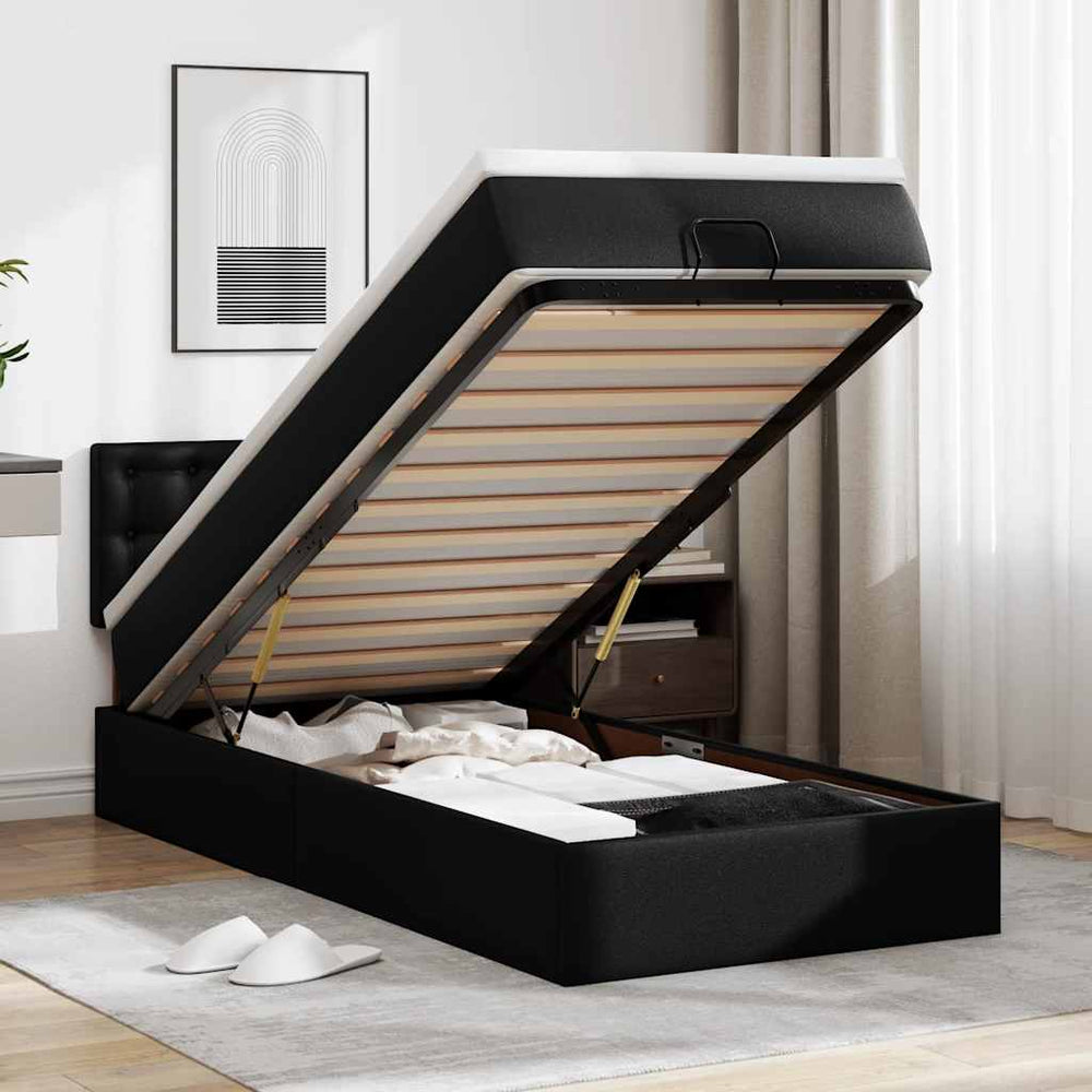 Ottoman Bett mit Matratze & LEDs 100x200 cm