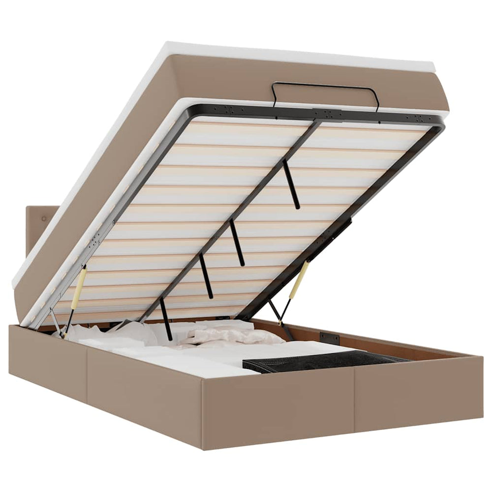 Ottoman Bett mit Matratze & LEDs Cappuccino 120x190cm