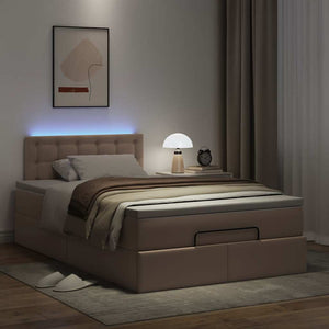 Ottoman Bett mit Matratze & LEDs Cappuccino 120x190cm