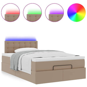 Ottoman Bett mit Matratze & LEDs Cappuccino 120x190cm