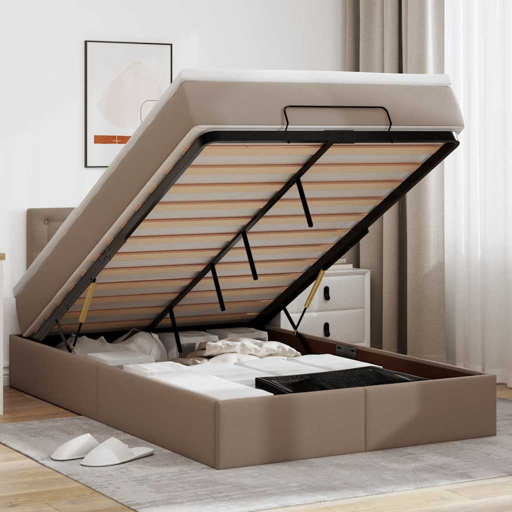 Ottoman Bett mit Matratze & LEDs Cappuccino 120x190cm