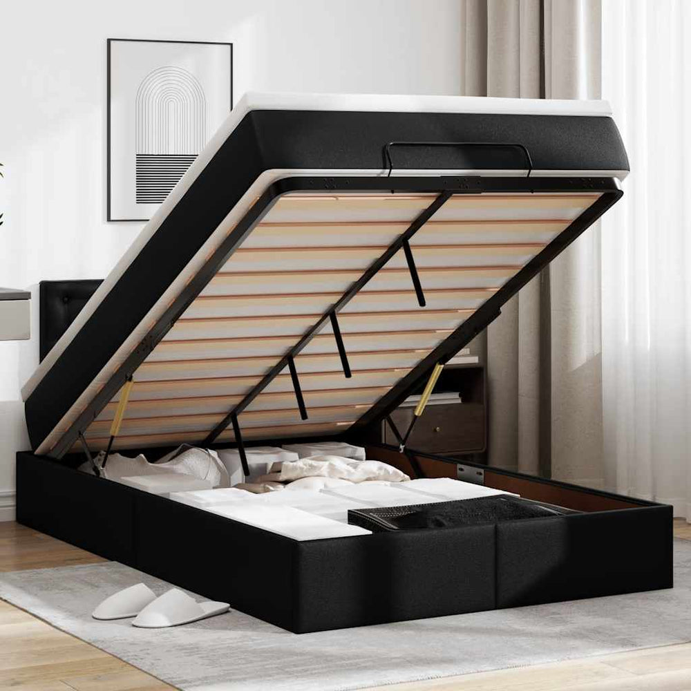 Ottoman Bett mit Matratze & LEDs 120x200 cm