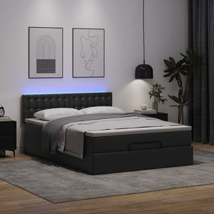 Ottoman Bett mit Matratze & LEDs 140x190 cm