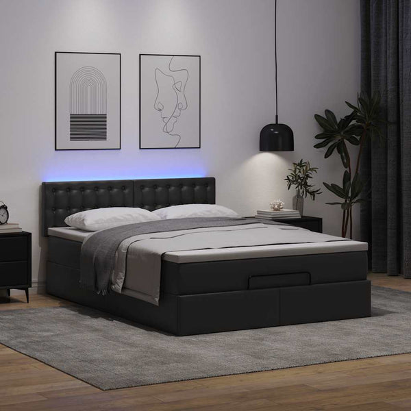 Ottoman Bett mit Matratze & LEDs 140x190 cm