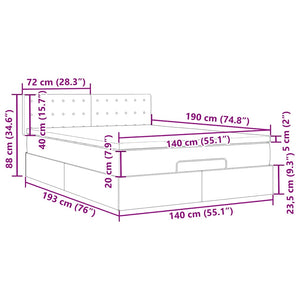 Ottoman Bett mit Matratze & LEDs 140x190 cm