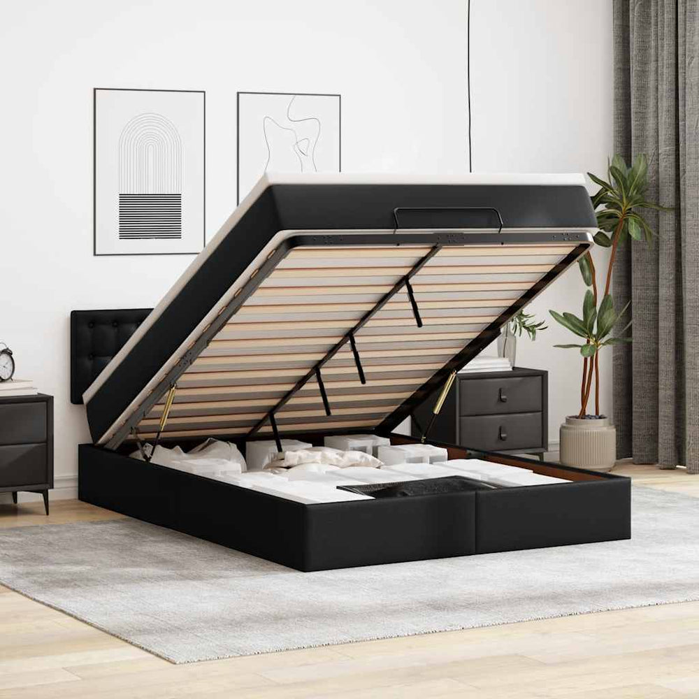 Ottoman Bett mit Matratze & LEDs 140x190 cm