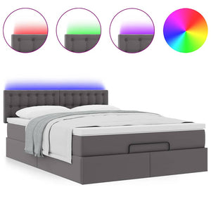Ottoman Bett mit Matratze & LEDs Grau 140x190 cm