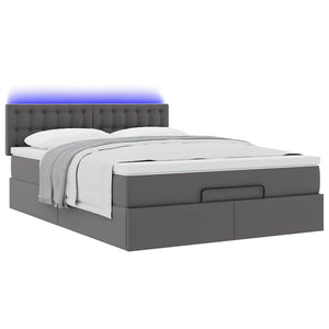 Ottoman Bett mit Matratze & LEDs Grau 140x190 cm