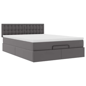Ottoman Bett mit Matratze & LEDs Grau 140x190 cm