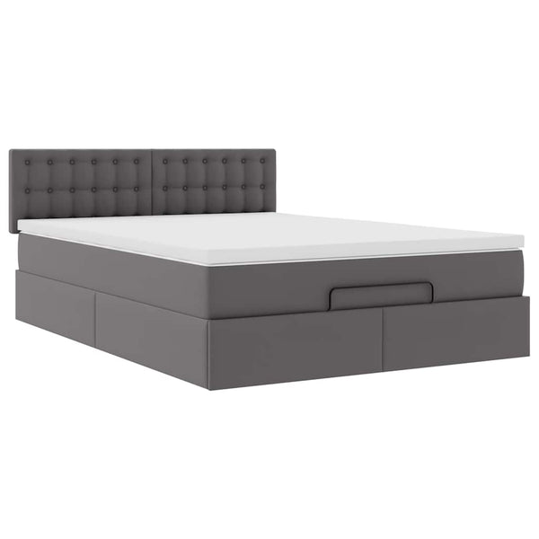 Ottoman Bett mit Matratze & LEDs Grau 140x190 cm