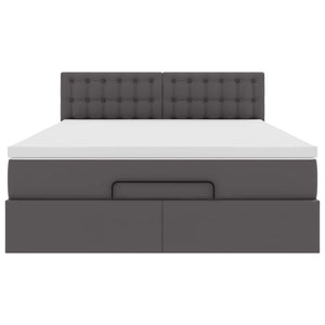 Ottoman Bett mit Matratze & LEDs Grau 140x190 cm