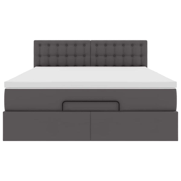 Ottoman Bett mit Matratze & LEDs Grau 140x190 cm