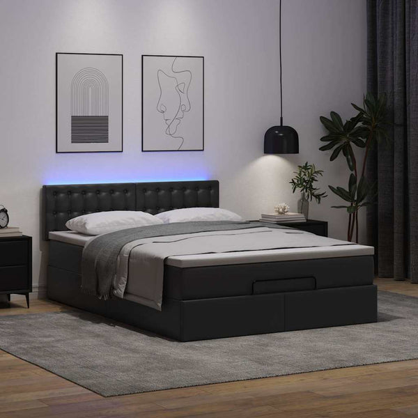 Ottoman Bett mit Matratze & LEDs 140x200 cm