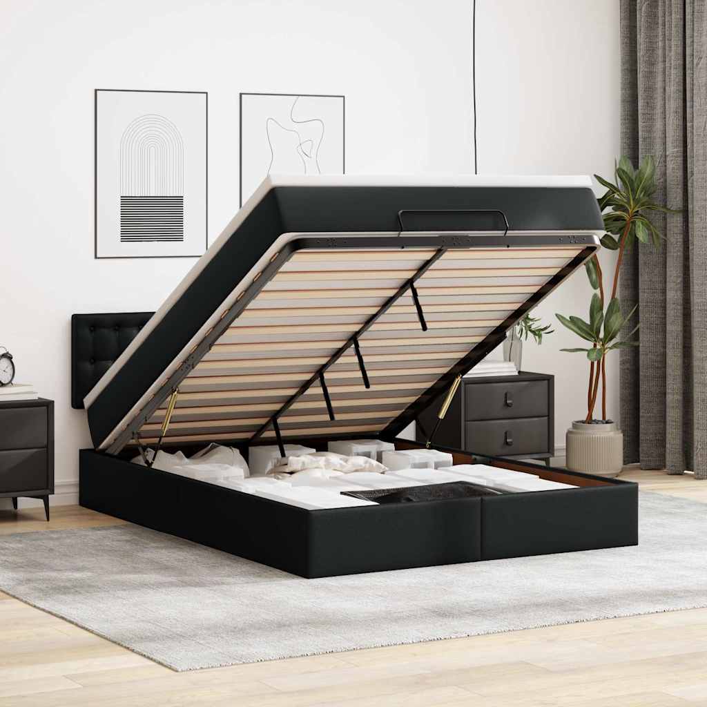 Ottoman Bett mit Matratze & LEDs 140x200 cm