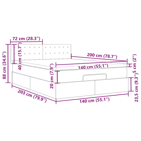 Ottoman Bett 200x200cm mit Matratze & LED