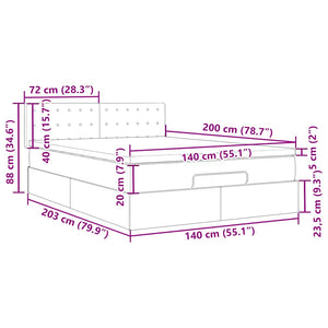 Ottoman Bett mit Matratze & LEDs Grau 140x200 cm
