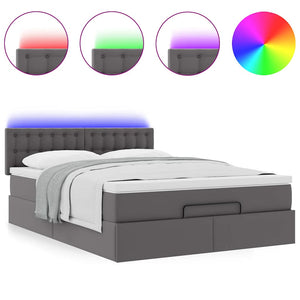 Ottoman Bett mit Matratze & LEDs Grau 140x200 cm