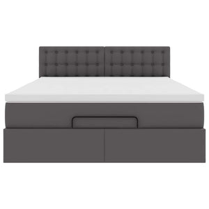 Ottoman Bett mit Matratze & LEDs Grau 140x200 cm