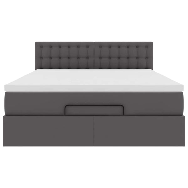 Ottoman Bett mit Matratze & LEDs Grau 140x200 cm