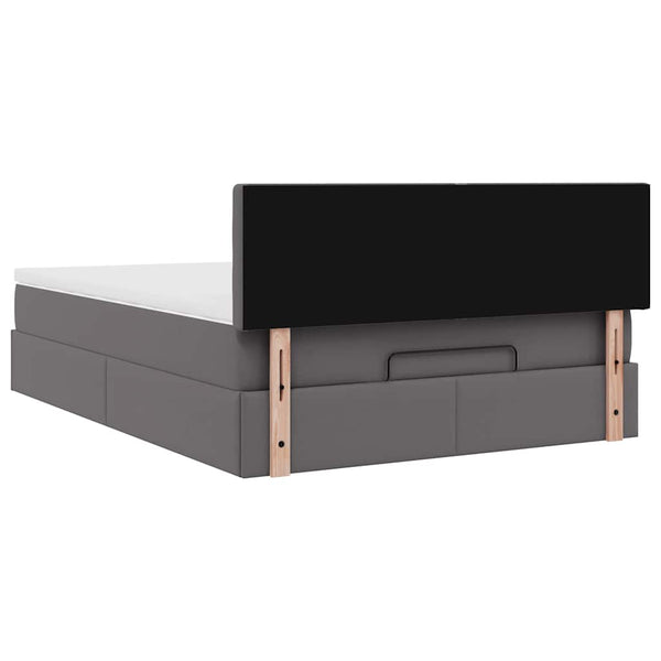Ottoman Bett mit Matratze & LEDs Grau 140x200 cm