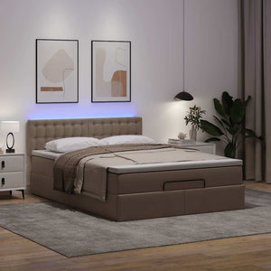 Ottoman Bett mit Matratze & LEDs Cappuccino 140x200
