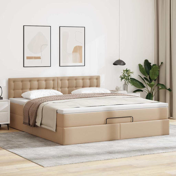Ottoman Bett mit Matratze & LEDs Cappuccino 140x200