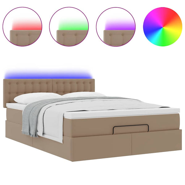 Ottoman Bett mit Matratze & LEDs Cappuccino 140x200
