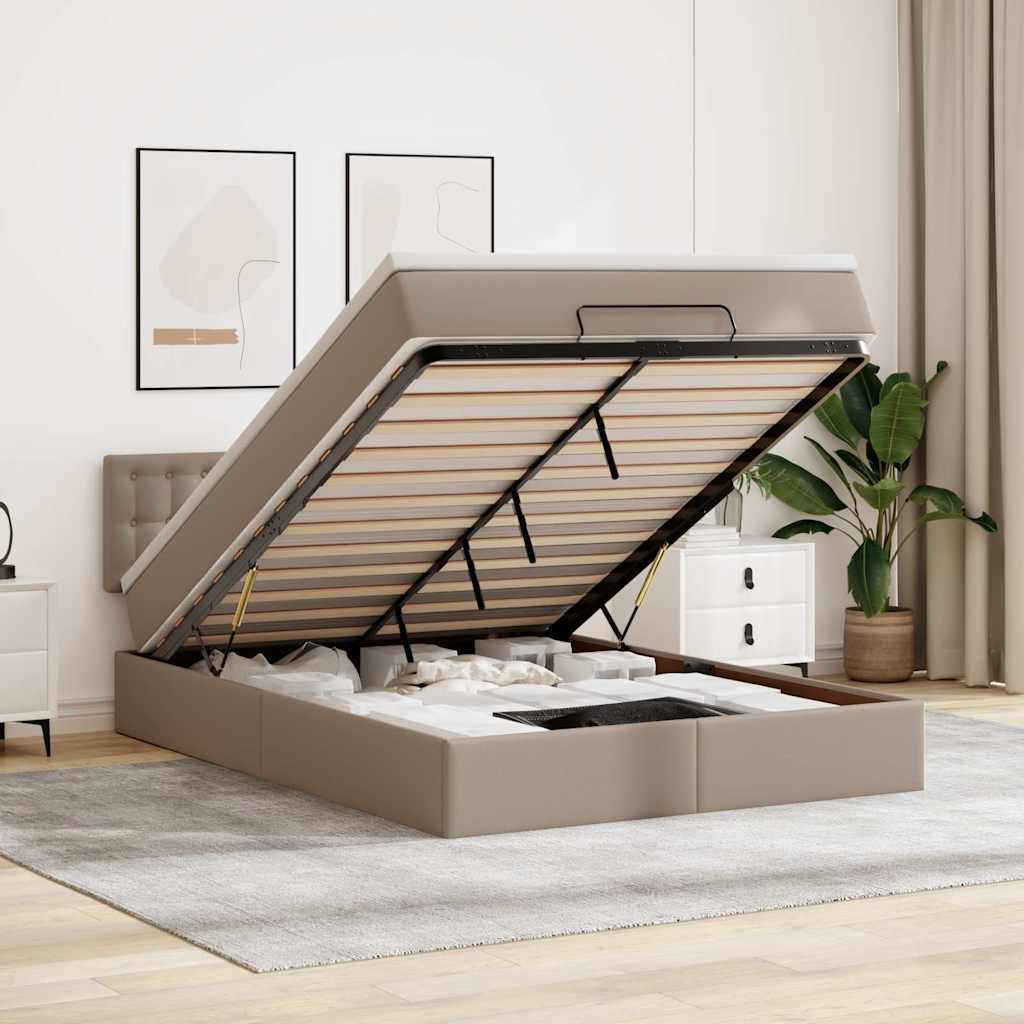 Ottoman Bett mit Matratze & LEDs Cappuccino 140x200