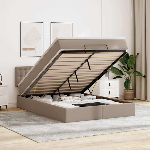 Ottoman Bett mit Matratze & LEDs Cappuccino 140x200