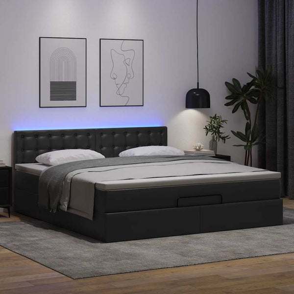 Ottoman Bett mit Matratzen & LEDs 160x200 cm