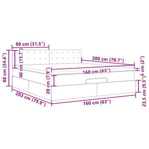 Ottoman Bett mit Matratzen & LEDs 160x200 cm