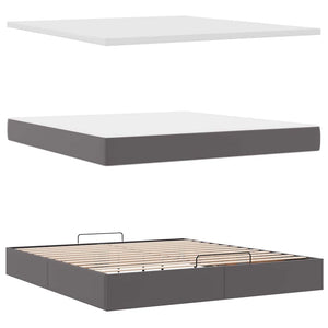 Ottoman Bett Grau 160x200 cm mit Matratze & LED
