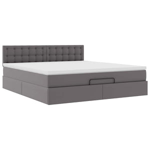 Ottoman Bett Grau 160x200 cm mit Matratze & LED