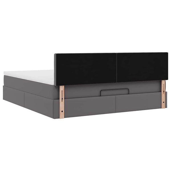 Ottoman Bett Grau 160x200 cm mit Matratze & LED