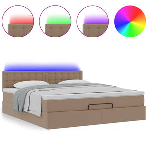 Ottoman Bett mit Matratzen & LEDs 160x200 Cappuccino-Braun