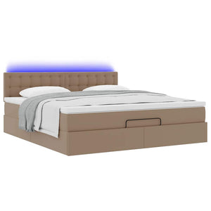 Ottoman Bett mit Matratzen & LEDs 160x200 Cappuccino-Braun