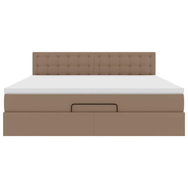 Ottoman Bett mit Matratzen & LEDs 160x200 Cappuccino-Braun