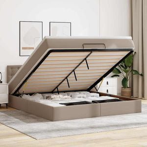 Ottoman Bett mit Matratzen & LEDs 160x200 Cappuccino-Braun