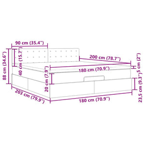 Ottoman Bett 180x200 cm mit Matratze & LEDs
