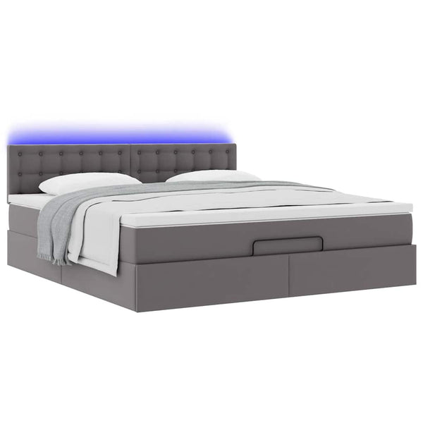 Ottoman Bett mit Matratzen & LEDs Grau 180x200 cm