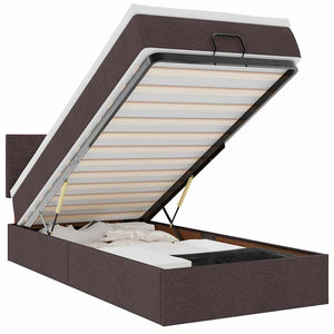 vidaXL Ottoman Bed with Mattress & LEDs Dark Brown 80x200 cm Fabric