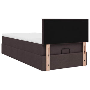 vidaXL Ottoman Bed with Mattress & LEDs Dark Brown 80x200 cm Fabric