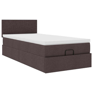 vidaXL Ottoman Bed with Mattress & LEDs Dark Brown 80x200 cm Fabric