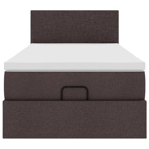 vidaXL Ottoman Bed with Mattress & LEDs Dark Brown 80x200 cm Fabric