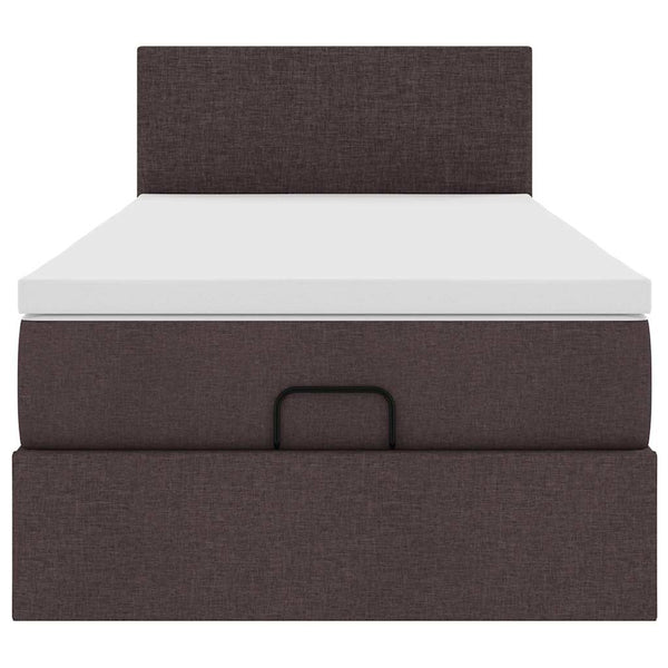 vidaXL Ottoman Bed with Mattress & LEDs Dark Brown 80x200 cm Fabric