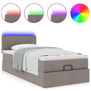 vidaXL Ottoman Bed with Mattress & LEDs Taupe 80x200 cm Fabric