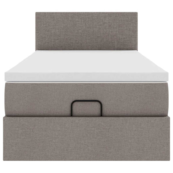 vidaXL Ottoman Bed with Mattress & LEDs Taupe 80x200 cm Fabric