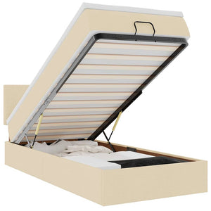 vidaXL Ottoman Bed with Mattress & LEDs Cream 80x200 cm Fabric