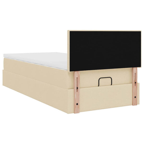 vidaXL Ottoman Bed with Mattress & LEDs Cream 80x200 cm Fabric