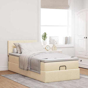 vidaXL Ottoman Bed with Mattress & LEDs Cream 80x200 cm Fabric